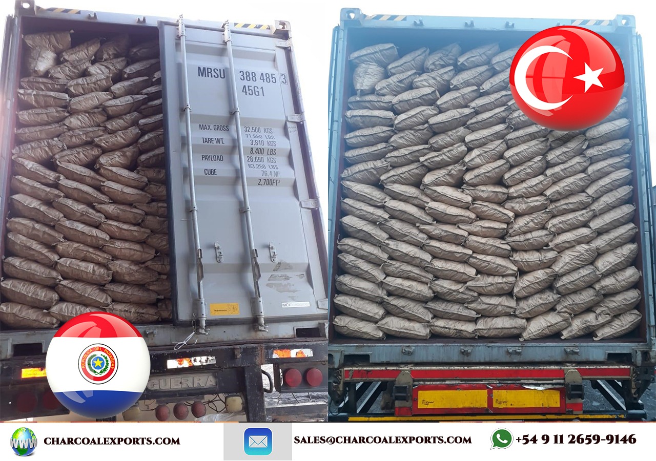Containers loaded with charcoal bags, shipped from Paraguay to Turkey